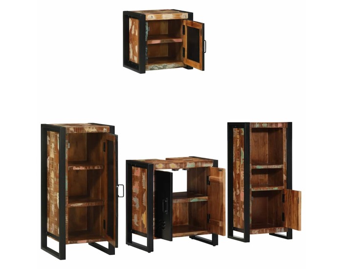 Sonata Set de mobilier pentru baie 4 buc. Multicolor și negru