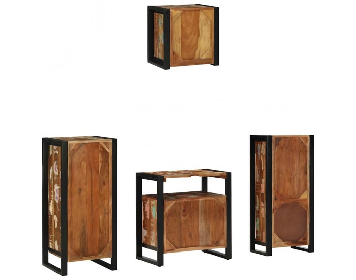 Sonata H Комплект мебели за баня 4 pcs Солидна рециклирана дървесина