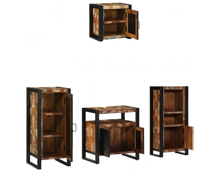Sonata H Комплект мебели за баня 4 pcs Солидна рециклирана дървесина