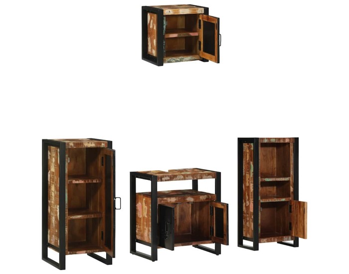 Sonata Set de mobilier pentru baie 4 buc. Multicolor și negru
