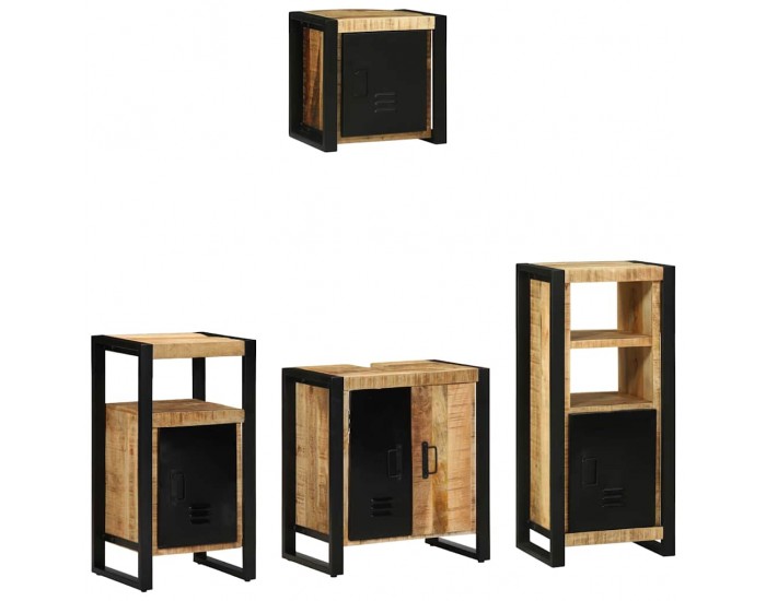Sonata H Комплект мебели за баня 4 pcs Кафяво Солидно мангово дърво
