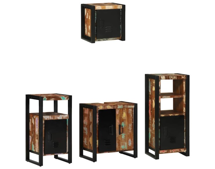 Sonata Set de mobilier pentru baie 4 buc. Multicolor și negru
