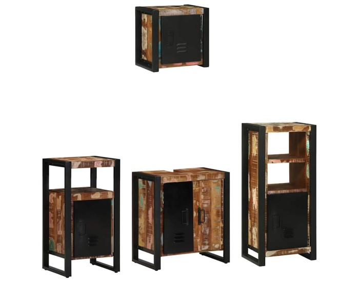 Sonata Set de mobilier pentru baie 4 buc. Multicolor și negru