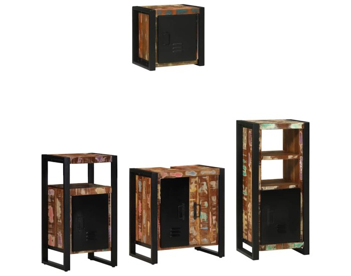 Sonata Set de mobilier pentru baie 4 buc. Multicolor și negru