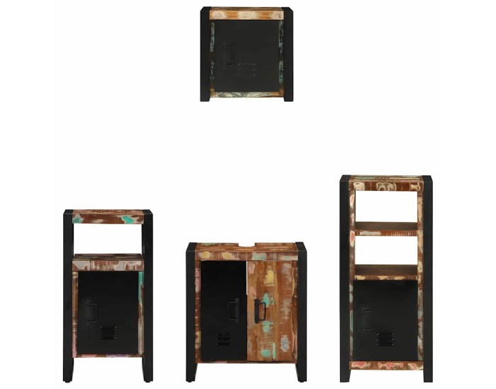 Sonata Set de mobilier pentru baie 4 buc. Multicolor și negru