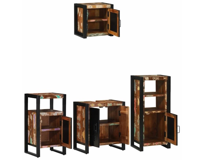 Sonata Set de mobilier pentru baie 4 buc. Multicolor și negru