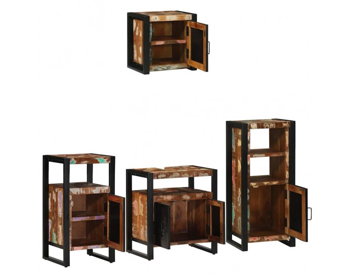 Sonata H Комплект мебели за баня 4 pcs Солидна рециклирана дървесина