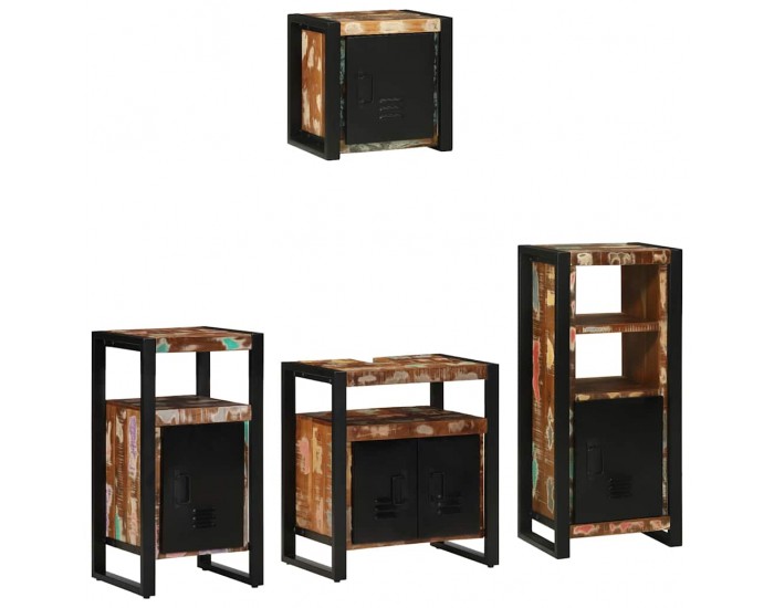 Sonata H Комплект мебели за баня 4 pcs Солидна рециклирана дървесина