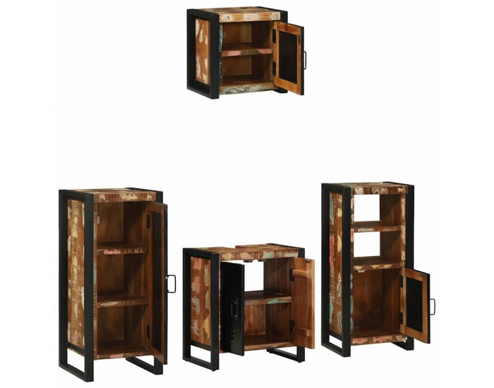 Sonata H Комплект мебели за баня 4 pcs Солидна рециклирана дървесина