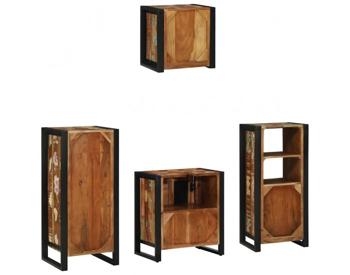 Sonata H Комплект мебели за баня 4 pcs Солидна рециклирана дървесина