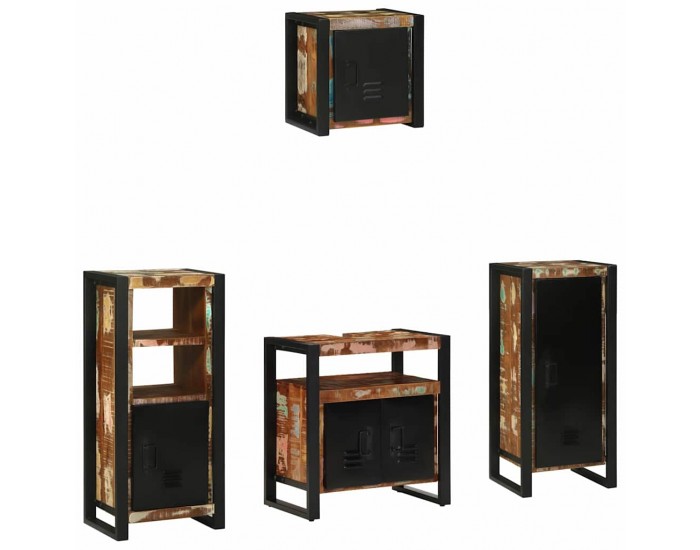 Sonata H Комплект мебели за баня 4 pcs Солидна рециклирана дървесина