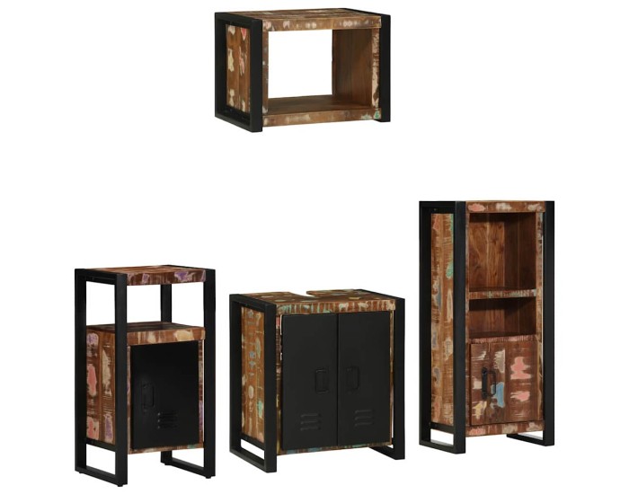 Sonata Set de mobilier pentru baie 4 buc. Multicolor și negru