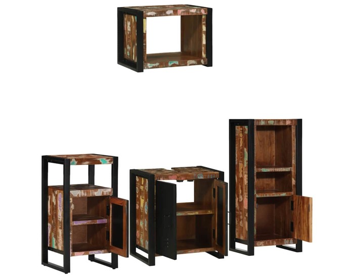 Sonata Set de mobilier pentru baie 4 buc. Multicolor și negru