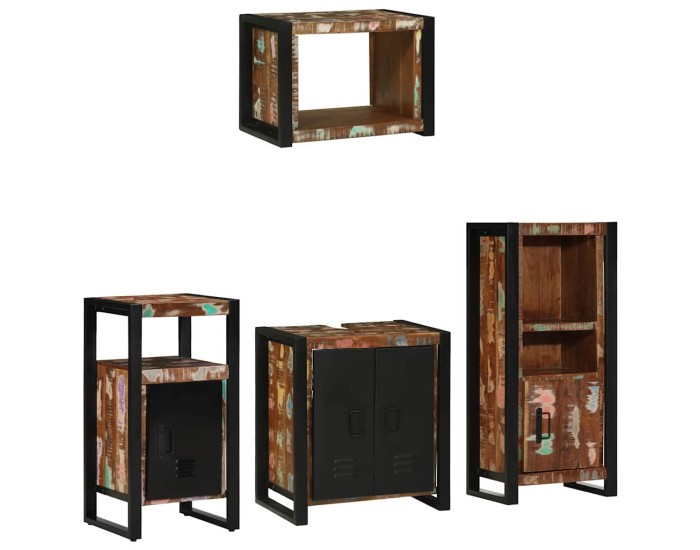 Sonata Set de mobilier pentru baie 4 buc. Multicolor și negru