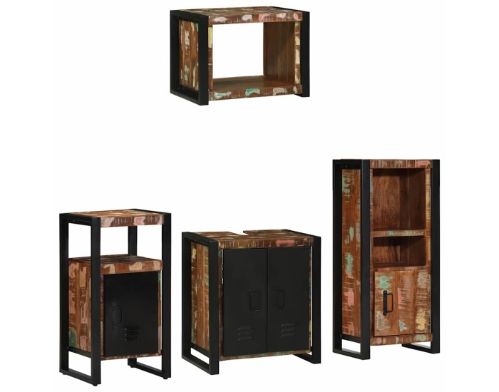 Sonata Set de mobilier pentru baie 4 buc. Multicolor și negru