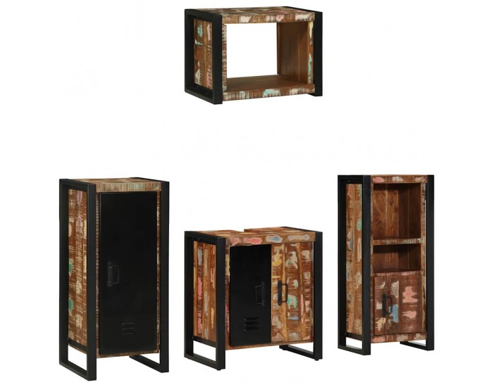 Sonata H Комплект мебели за баня 4 pcs Солидна рециклирана дървесина