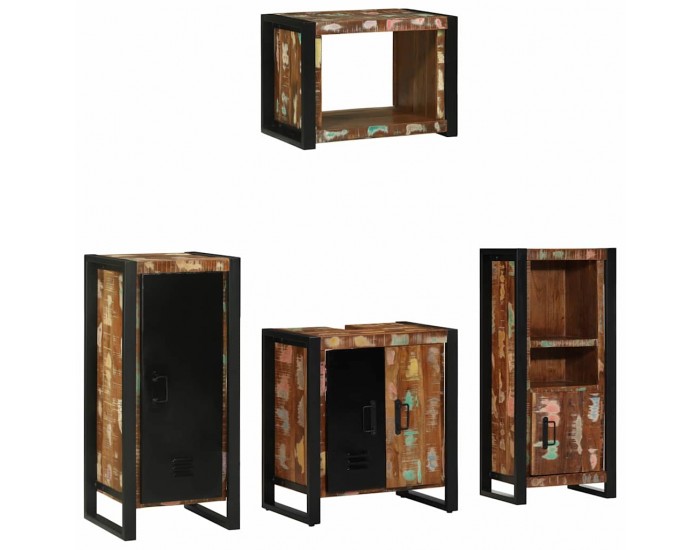 Sonata H Комплект мебели за баня 4 pcs Солидна рециклирана дървесина