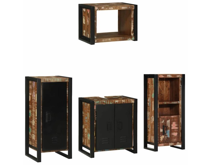 Sonata Set de mobilier pentru baie 4 buc. Multicolor și negru