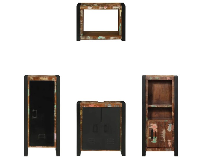 Sonata Set de mobilier pentru baie 4 buc. Multicolor și negru