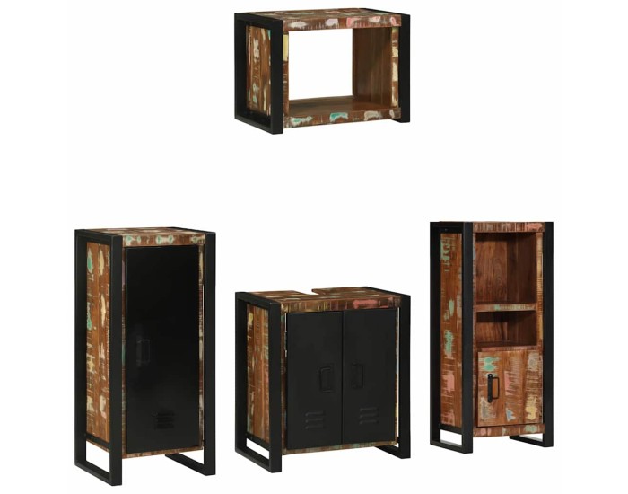 Sonata Set de mobilier pentru baie 4 buc. Multicolor și negru
