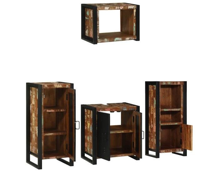 Sonata Set de mobilier pentru baie 4 buc. Multicolor și negru