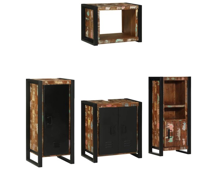 Sonata Set de mobilier pentru baie 4 buc. Multicolor și negru