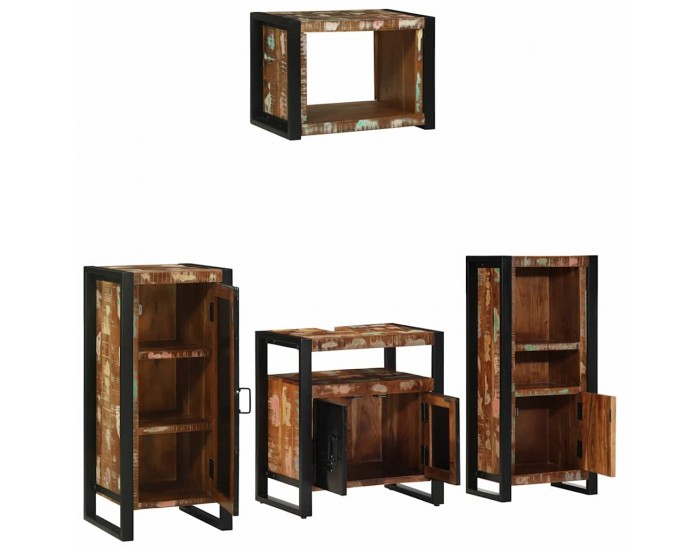 Sonata H Комплект мебели за баня 4 pcs Солидна рециклирана дървесина