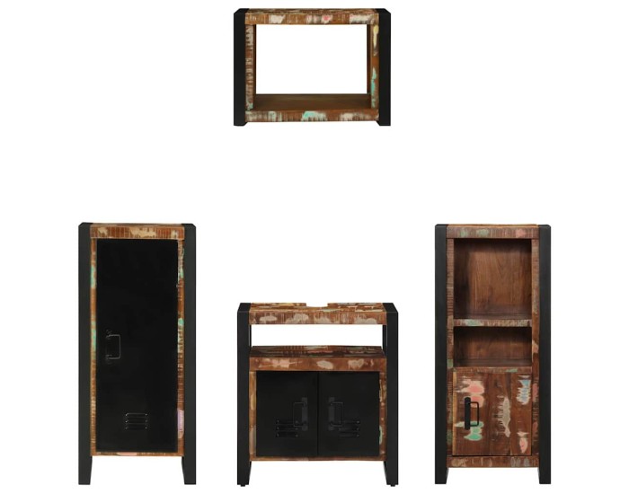 Sonata Set de mobilier pentru baie 4 buc. Multicolor și negru