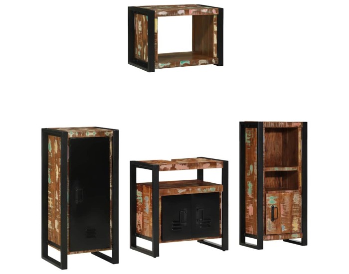 Sonata Set de mobilier pentru baie 4 buc. Multicolor și negru