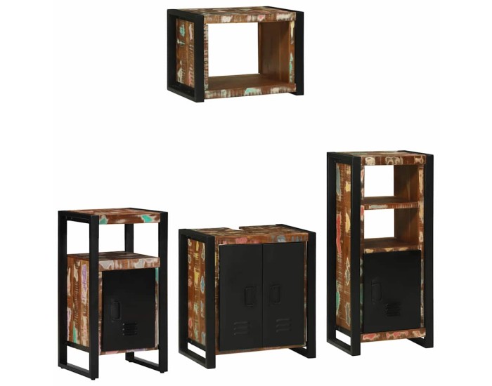 Sonata Set de mobilier pentru baie 4 buc. Multicolor și negru