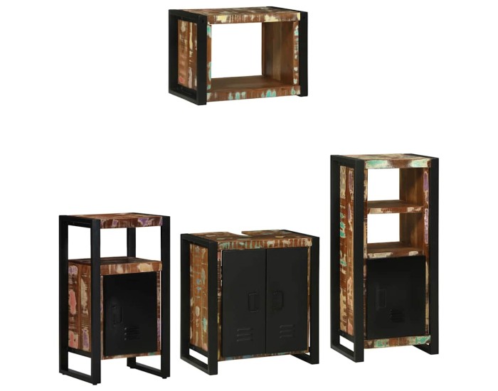 Sonata Set de mobilier pentru baie 4 buc. Multicolor și negru