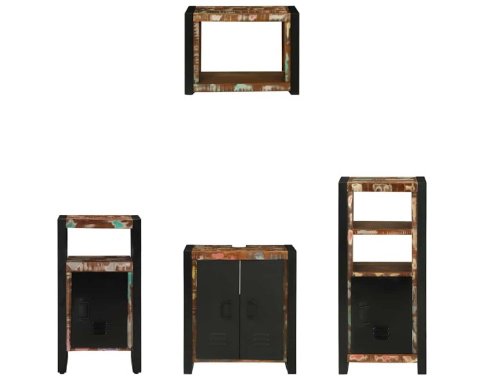 Sonata Set de mobilier pentru baie 4 buc. Multicolor și negru
