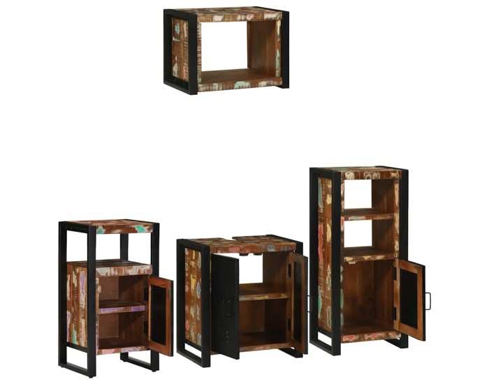 Sonata Set de mobilier pentru baie 4 buc. Multicolor și negru