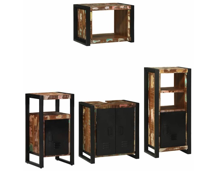 Sonata Set de mobilier pentru baie 4 buc. Multicolor și negru