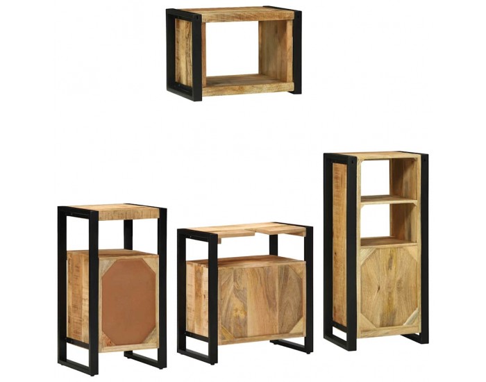Sonata H Комплект мебели за баня 4 pcs Кафяв Солидно мангово дърво