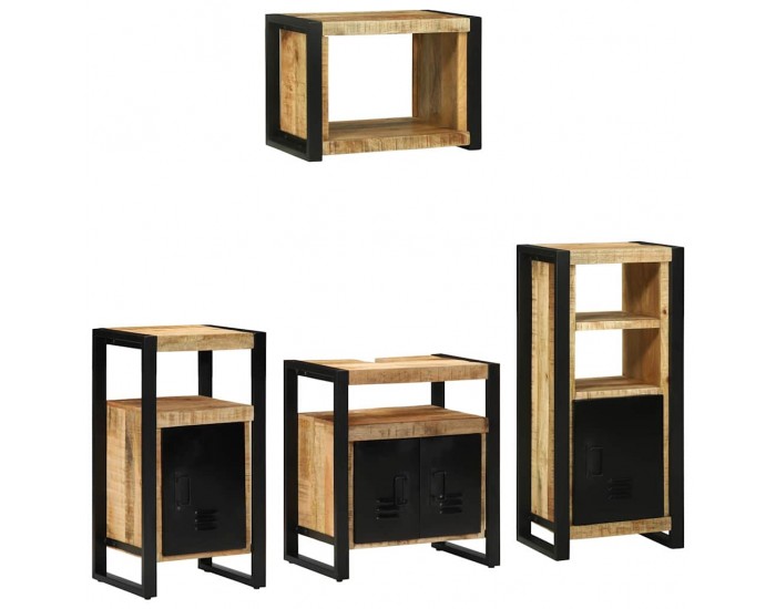 Sonata H Комплект мебели за баня 4 pcs Кафяв Солидно мангово дърво