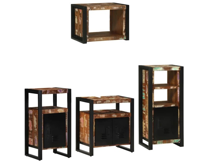 Sonata Set de mobilier pentru baie 4 buc. Multicolor și negru