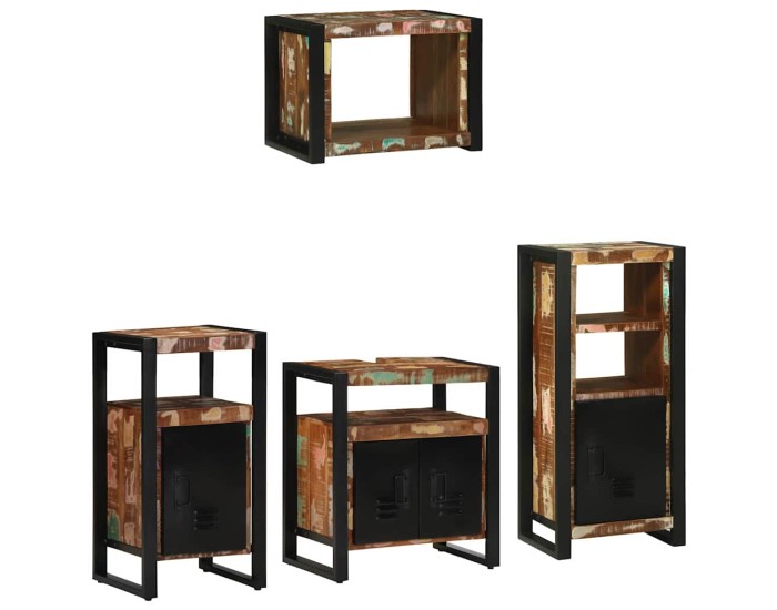 Sonata Set de mobilier pentru baie 4 buc. Multicolor și negru