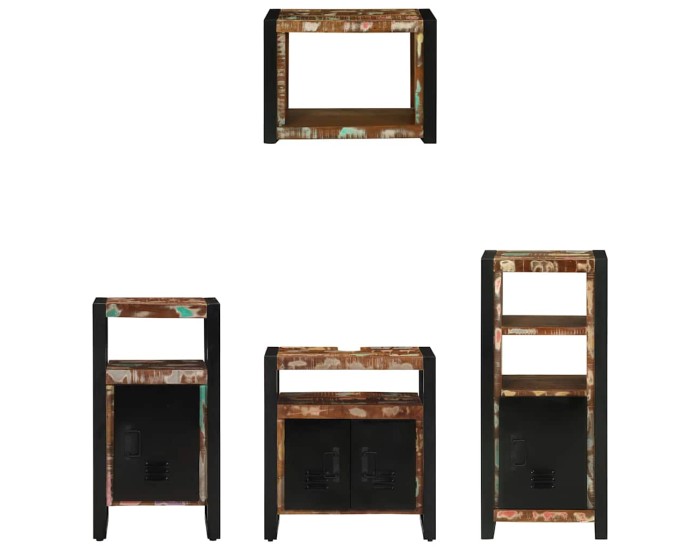 Sonata Set de mobilier pentru baie 4 buc. Multicolor și negru