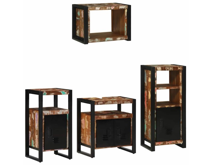 Sonata Set de mobilier pentru baie 4 buc. Multicolor și negru
