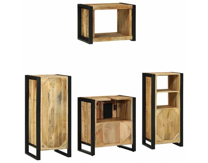 Sonata H Комплект мебели за баня 4 pcs Кафяво Солидно мангово дърво