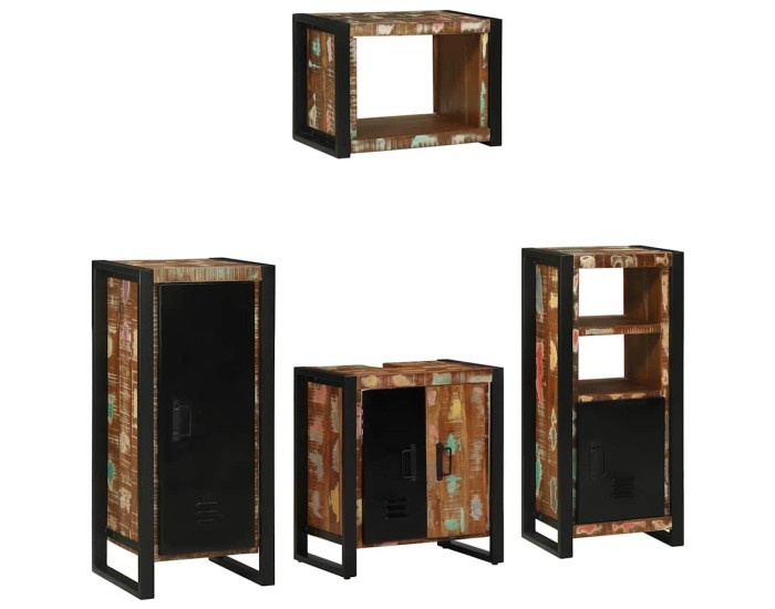Sonata Set de mobilier pentru baie 4 buc. Multicolor și negru