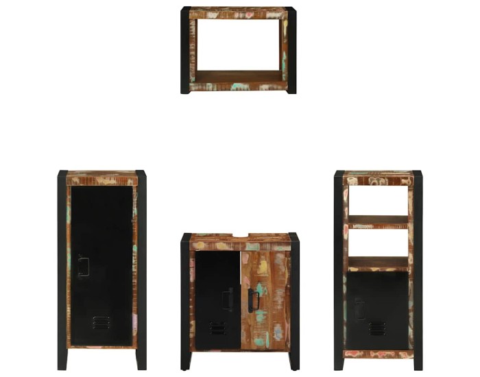 Sonata Set de mobilier pentru baie 4 buc. Multicolor și negru