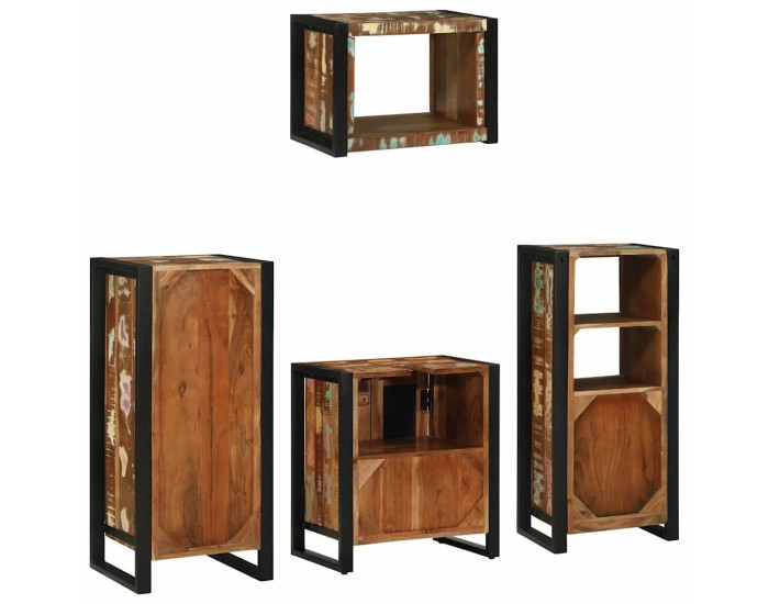 Sonata Set de mobilier pentru baie 4 buc. Multicolor și negru