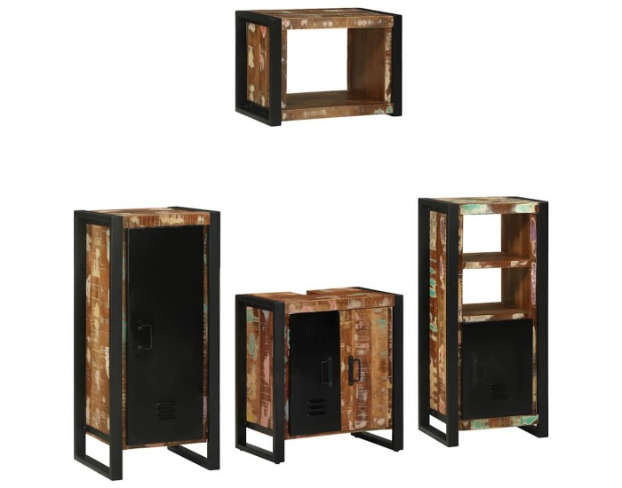 Sonata Set de mobilier pentru baie 4 buc. Multicolor și negru