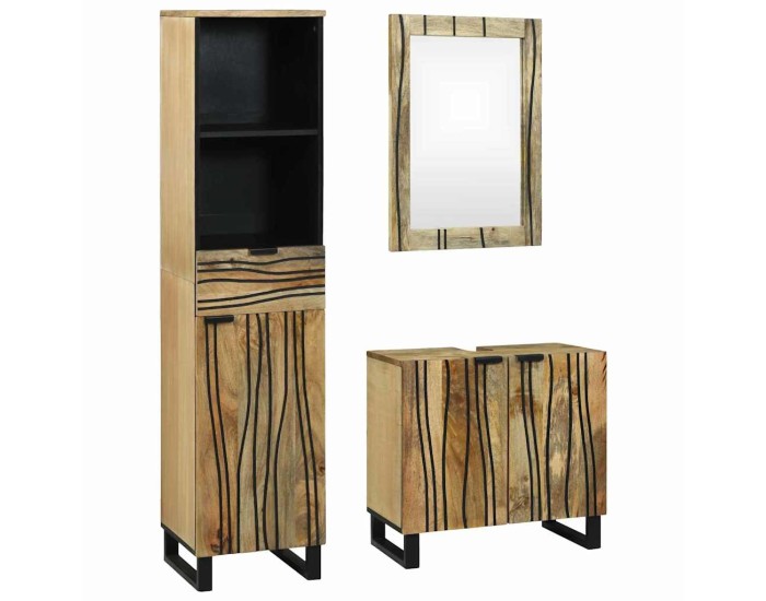 Sonata Set de mobilier pentru baie 3 buc. Maro 38 x 33 x 160 cm