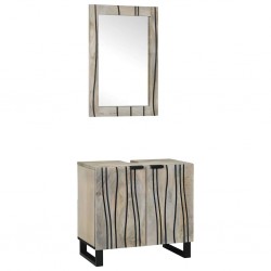 Sonata H Комплект мебели за баня с рафт 2 pcs Бял 62 x 33 x 58 см - Seturi