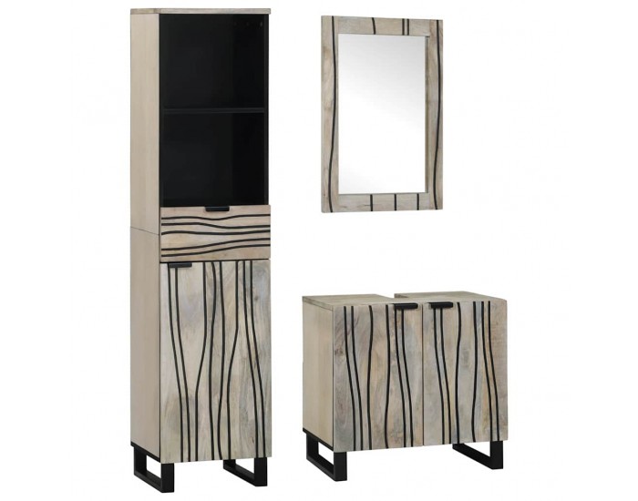 Sonata H Комплект мебели за баня с чекмедже с рафт 3 pcs Бял 38 x 33 x 160 см