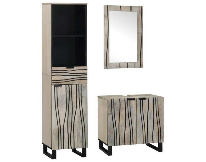 Sonata Set de mobilier pentru baie 3 buc. Alb 38 x 33 x 160 cm