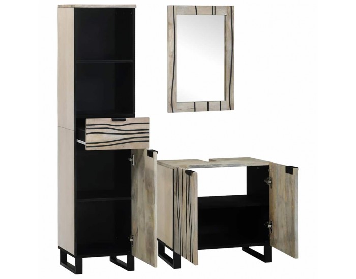Sonata H Комплект мебели за баня с чекмедже с рафт 3 pcs Бял 38 x 33 x 160 см